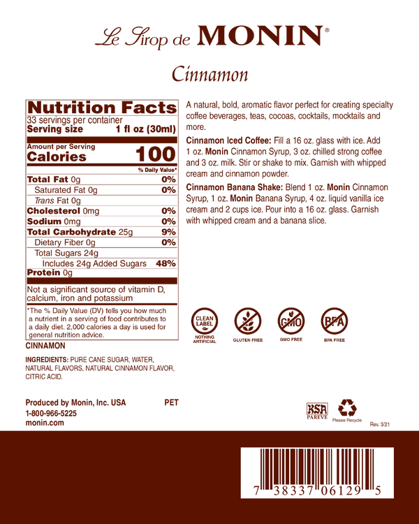 Monin® - Cinnamon Syrup 1L