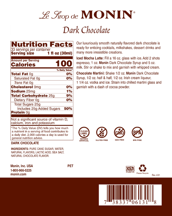 Monin® - Dark Chocolate Syrup 1L