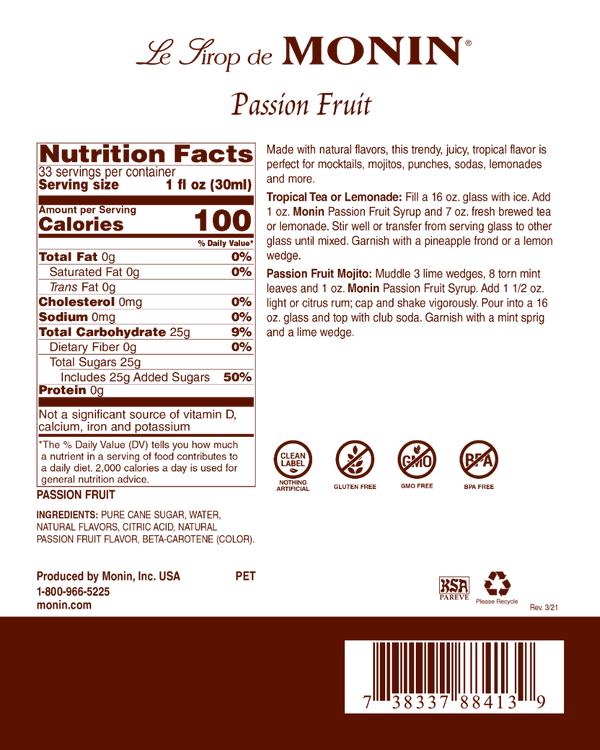 Monin® - Passion Fruit Syrup 1L