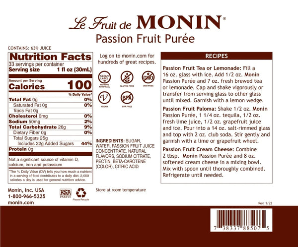 Monin® - Passion Fruit Puree 1L