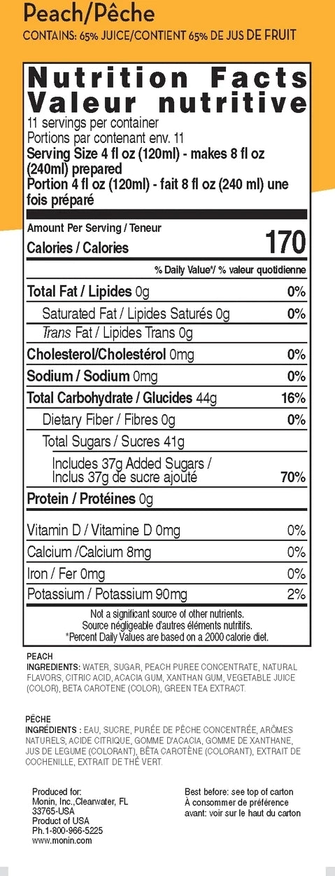 Monin® - Peach Fruit Smoothie Mix 1.4L