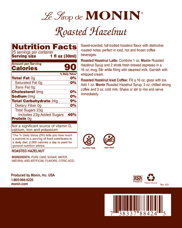 Monin® - Roasted Hazelnut Syrup 1L