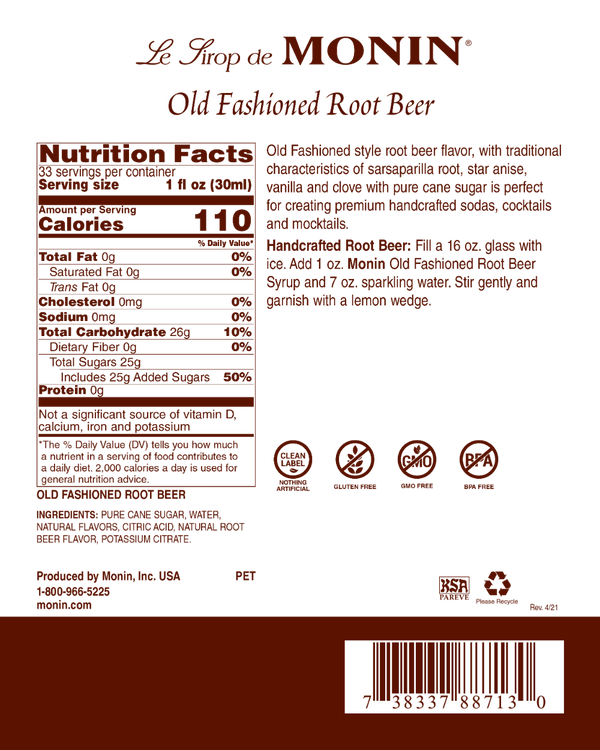 Monin® - Old Fashioned Root Beer Syrup 1L