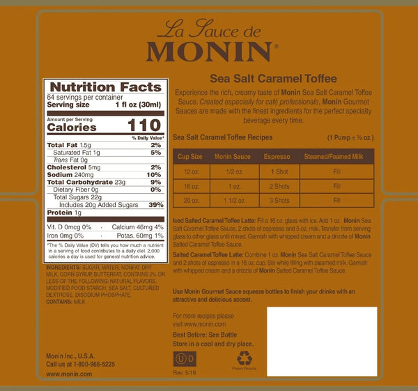 Monin® - Sea Salt Caramel Toffee Sauce 1.89L