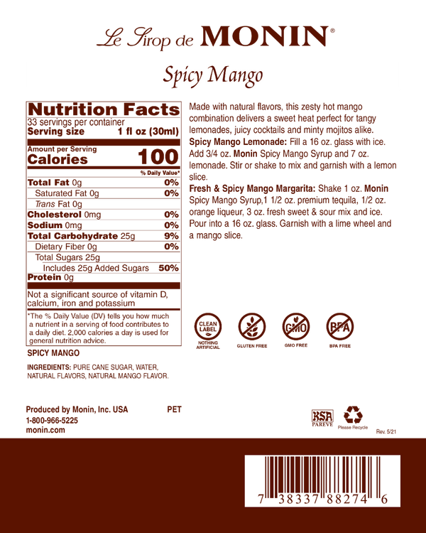 Monin® - Spicy Mango Syrup 1L