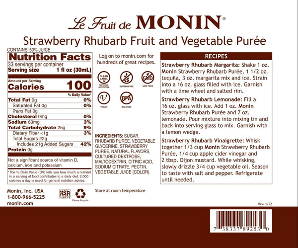 Monin® - Strawberry Rhubarb Fruit Puree 1L