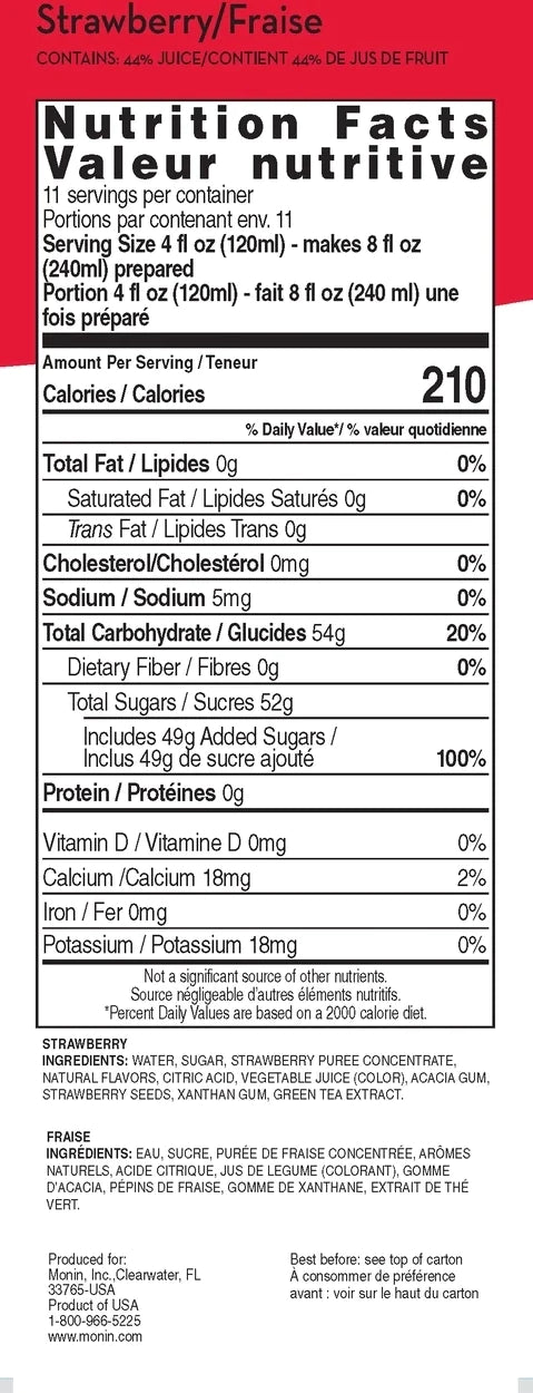 Monin® - Strawberry Fruit Smoothie Mix 1.4L