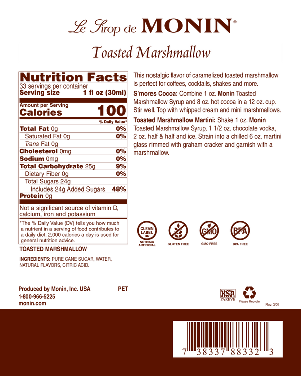 Monin® - Toasted Marshmallow Syrup 1L