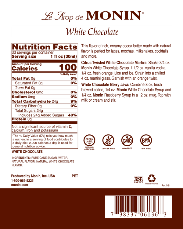 Monin® - White Chocolate Syrup 1L