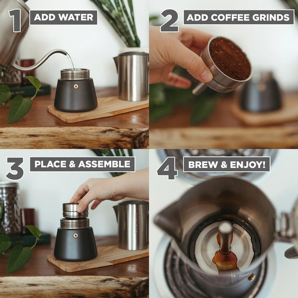 Grosche® - Milano Stainless Steel Stovetop 6 Cup Espresso Maker