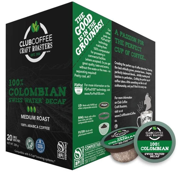Club Coffee - Colombian SWP Decaf 20 Pack