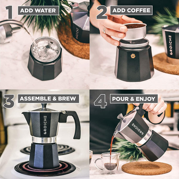 Grosche - Milano Black Stovetop 3 Cup Espresso Maker