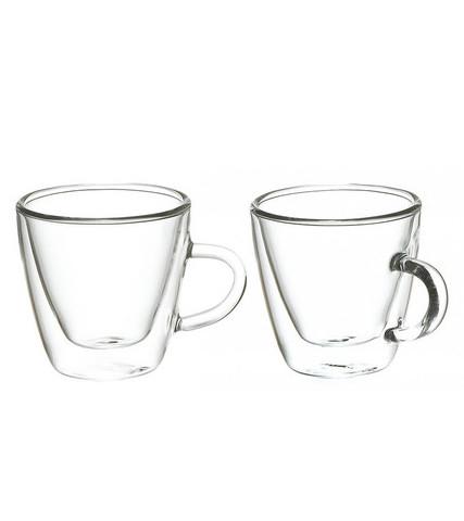 Grosche® - Turin Double Walled Glass Espresso Cup W/Handle 70ml/2.5oz Set of 2