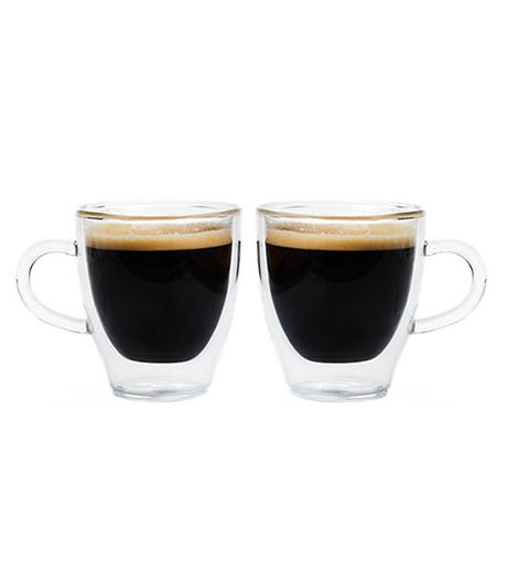 Grosche® - Turin Double Walled Glass Espresso Cup W/Handle 140ml/5oz Set of 2